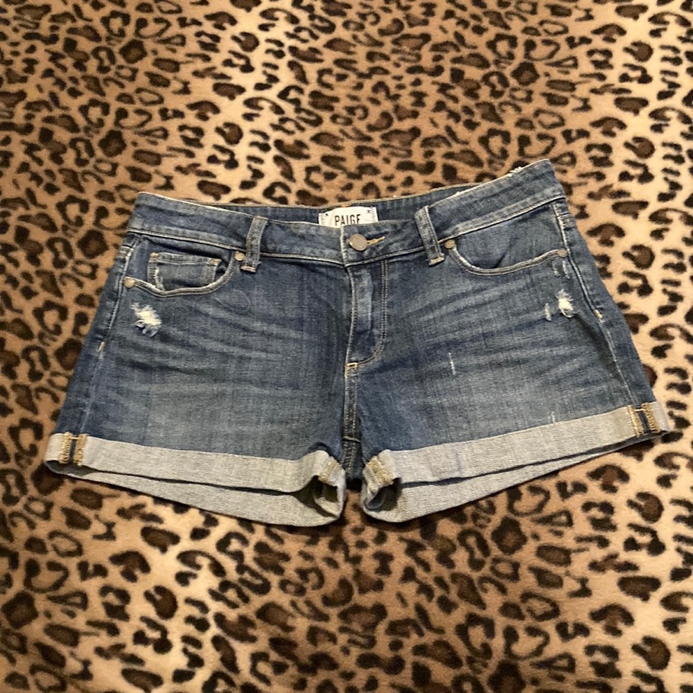 GUC PAIGE Shorts Women’s Size 27 Paige Roll up Distressed Denim Shorts